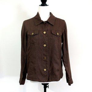 Vintage 1990s BAGATELLE Linen Blazer, Chocolate Brown Jean Jacket Style